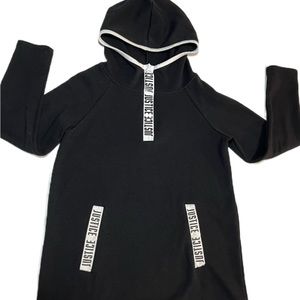 Justice Girls Black & White Trim Pullover Hoodie Sweatshirt Sweater Size 10